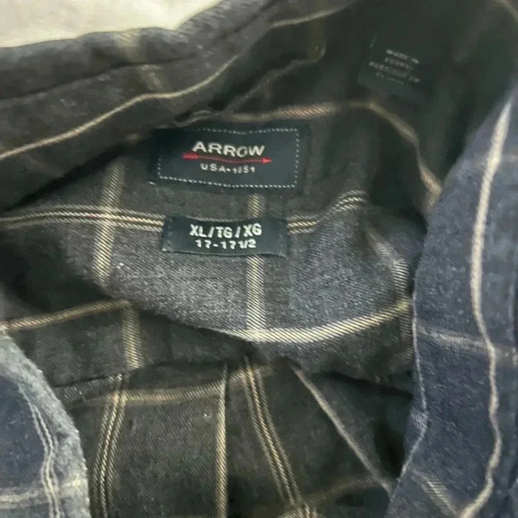 Men’s Arrow Plaid Long Sleeve Shirt Size XL 17-17 1/2 - Picture 3 of 5